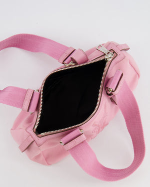 Saint Laurent Vintage Pink Canvas and Leather Kahala Bag with Velours Logo and Silver Hardware