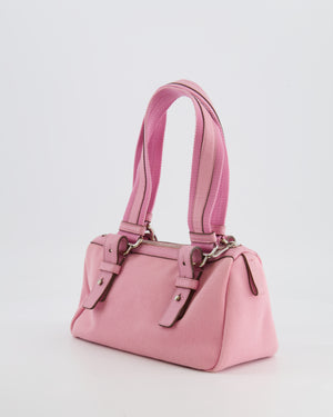 Saint Laurent Vintage Pink Canvas and Leather Kahala Bag with Velours Logo and Silver Hardware
