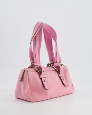 Saint Laurent Vintage Pink Canvas and Leather Kahala Bag with Velours Logo and Silver Hardware