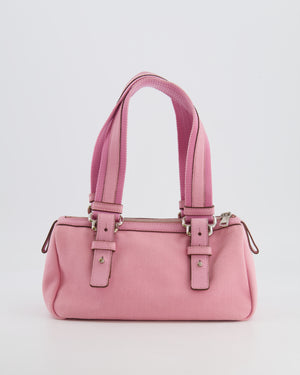 Saint Laurent Vintage Pink Canvas and Leather Kahala Bag with Velours Logo and Silver Hardware