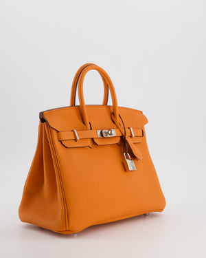 Hermès Birkin 25 Retourne Bag in Orange Togo Leather with Palladium Hardware