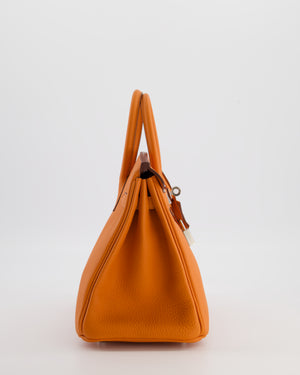 Hermès Birkin 25 Retourne Bag in Orange Togo Leather with Palladium Hardware
