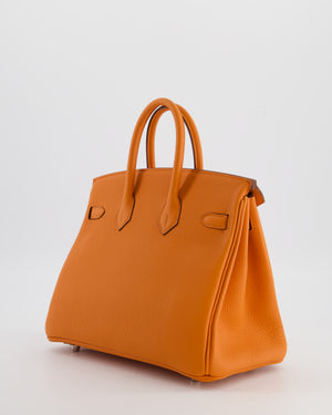 Hermès Birkin 25 Retourne Bag in Orange Togo Leather with Palladium Hardware