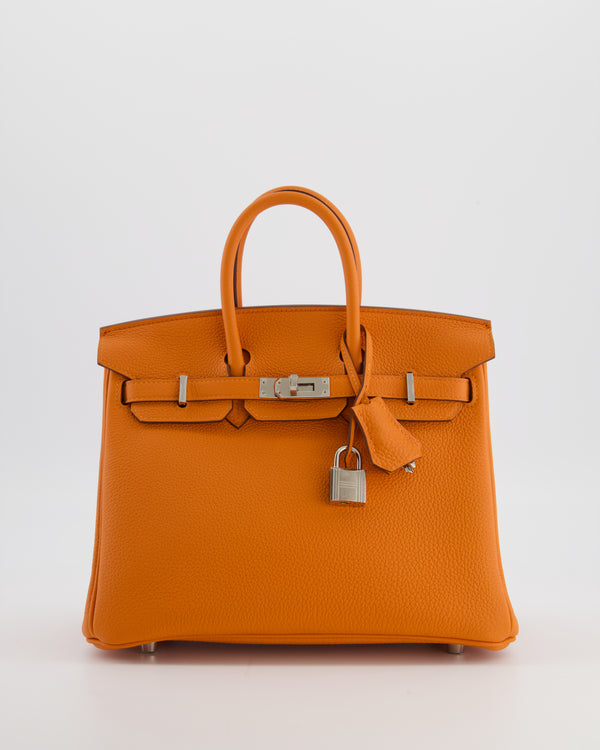 Hermès Birkin 25 Retourne Bag in Orange Togo Leather with Palladium Hardware