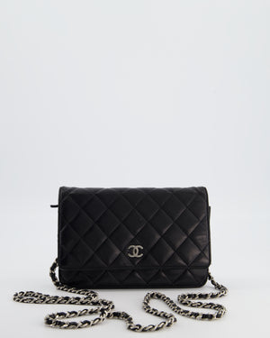 Chanel Black Wallet on Chain Bag in Lambskin Leather with Silver Hardware