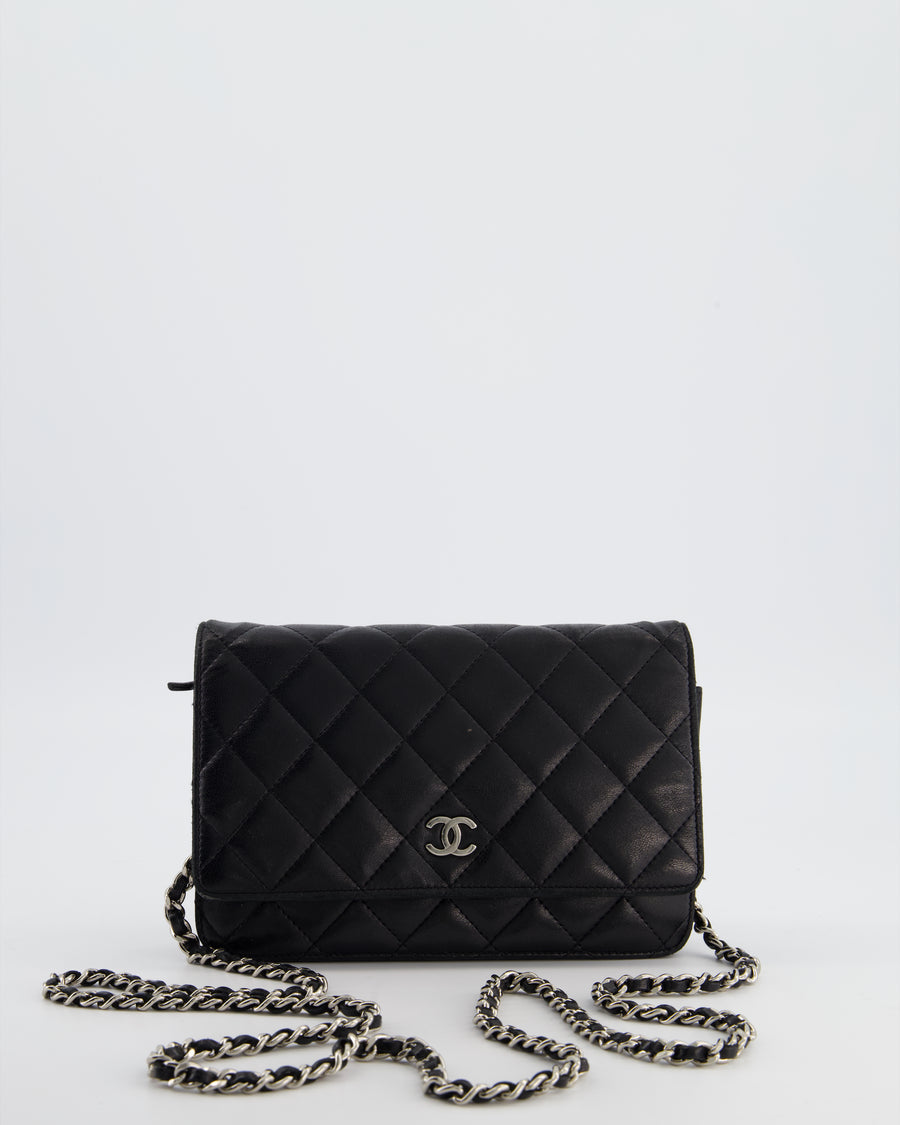 Chanel Black Wallet on Chain Bag in Lambskin Leather with Silver Hardware