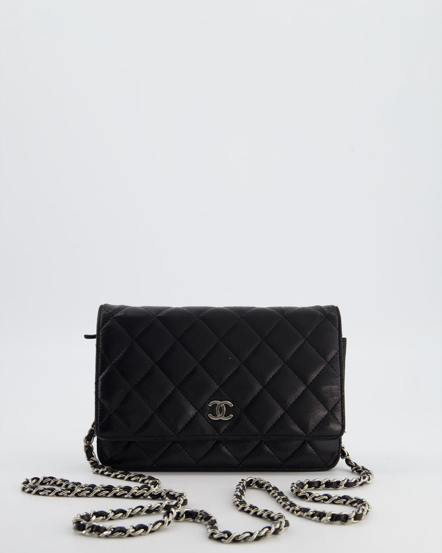 Chanel Black Wallet on Chain Bag in Lambskin Leather with Silver Hardware