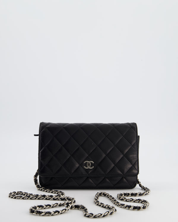Chanel Black Wallet on Chain Bag in Lambskin Leather with Silver Hardware
