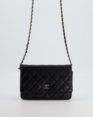 Chanel Black Wallet on Chain Bag in Lambskin Leather with Silver Hardware