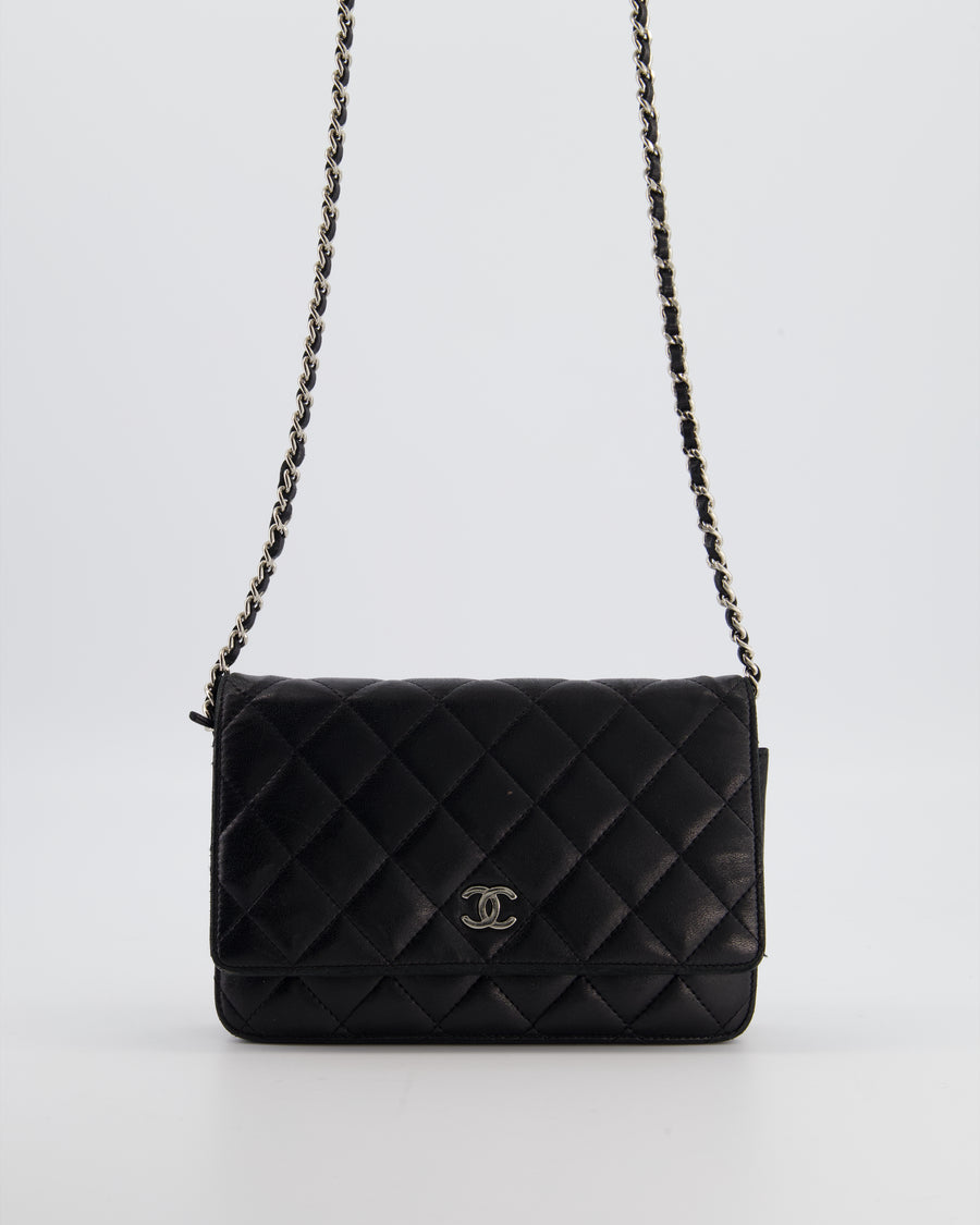 Chanel Black Wallet on Chain Bag in Lambskin Leather with Silver Hardware