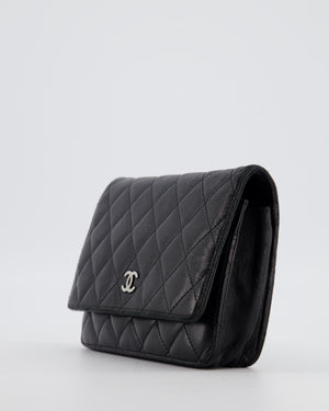 Chanel Black Wallet on Chain Bag in Lambskin Leather with Silver Hardware