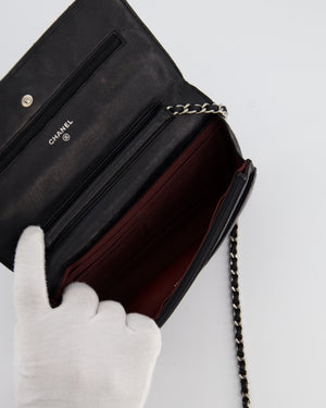 Chanel Black Wallet on Chain Bag in Lambskin Leather with Silver Hardware
