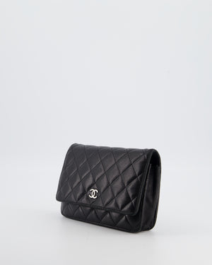 Chanel Black Wallet on Chain Bag in Lambskin Leather with Silver Hardware