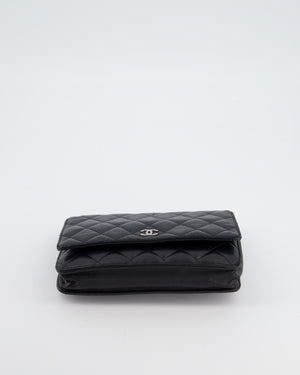 Chanel Black Wallet on Chain Bag in Lambskin Leather with Silver Hardware