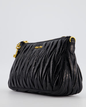Miu Miu Matelassé Luxe Leather Padlock Mini Shoulder Bag in Black