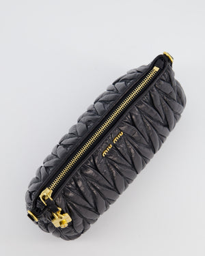 Miu Miu Matelassé Luxe Leather Padlock Mini Shoulder Bag in Black