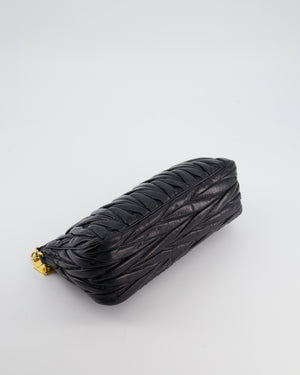 Miu Miu Matelassé Luxe Leather Padlock Mini Shoulder Bag in Black