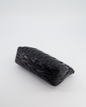 Miu Miu Matelassé Luxe Leather Padlock Mini Shoulder Bag in Black