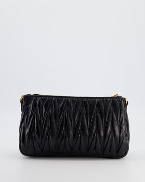 Miu Miu Matelassé Luxe Leather Padlock Mini Shoulder Bag in Black