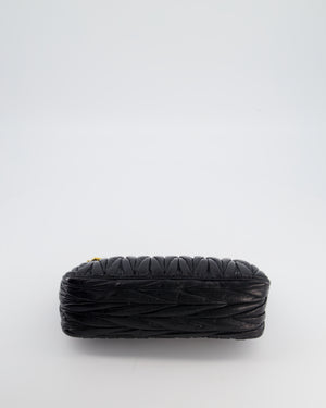 Miu Miu Matelassé Luxe Leather Padlock Mini Shoulder Bag in Black