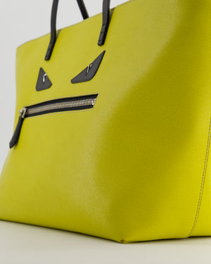 Fendi Monster Roll Tote Bag in Yellow Vitello Elite Leather with Silver Hardware