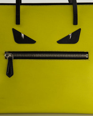 Fendi Monster Roll Tote Bag in Yellow Vitello Elite Leather with Silver Hardware