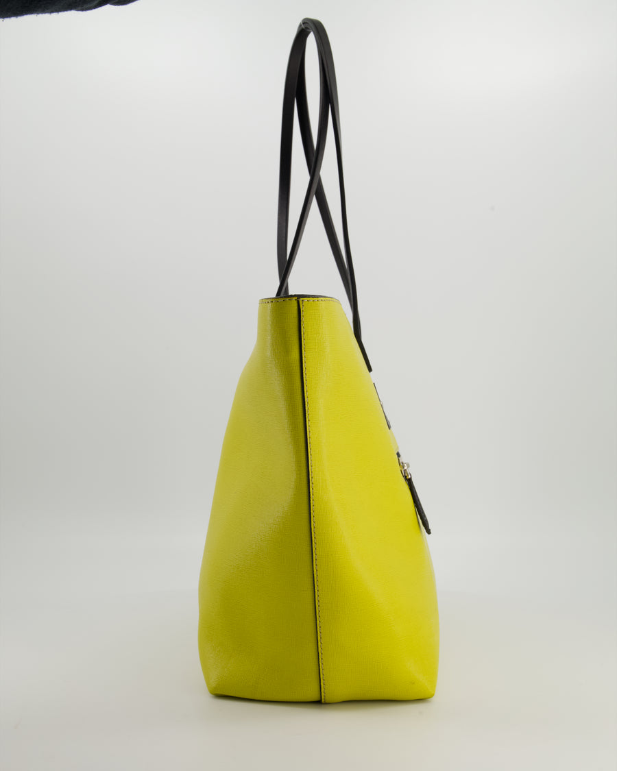 Fendi Monster Roll Tote Bag in Yellow Vitello Elite Leather with Silver Hardware