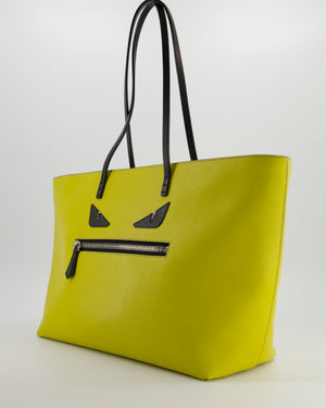 Fendi Monster Roll Tote Bag in Yellow Vitello Elite Leather with Silver Hardware