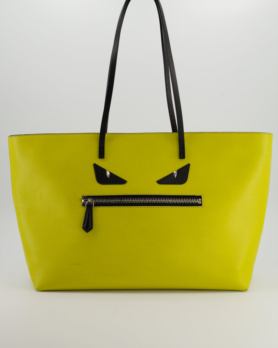 Fendi Monster Roll Tote Bag in Yellow Vitello Elite Leather with Silver Hardware