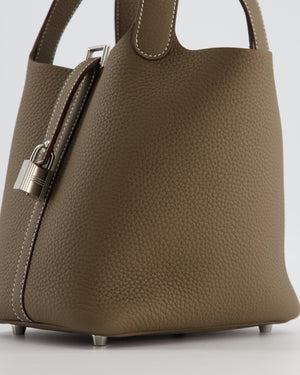 *RARE* Hermès Picotin Lock Bag 18cm in Etoupe Clemence Leather with Palladium Hardware