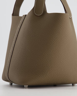 *RARE* Hermès Picotin Lock Bag 18cm in Etoupe Clemence Leather with Palladium Hardware