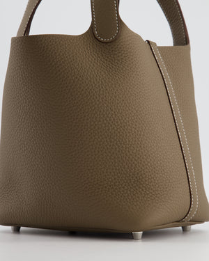 *RARE* Hermès Picotin Lock Bag 18cm in Etoupe Clemence Leather with Palladium Hardware