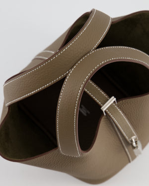 *RARE* Hermès Picotin Lock Bag 18cm in Etoupe Clemence Leather with Palladium Hardware