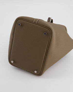 *RARE* Hermès Picotin Lock Bag 18cm in Etoupe Clemence Leather with Palladium Hardware