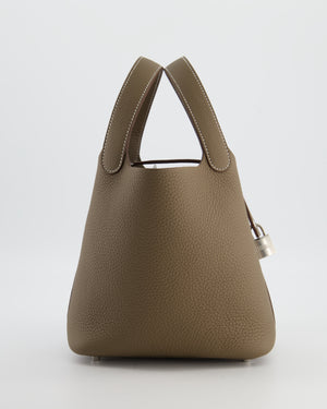 *RARE* Hermès Picotin Lock Bag 18cm in Etoupe Clemence Leather with Palladium Hardware