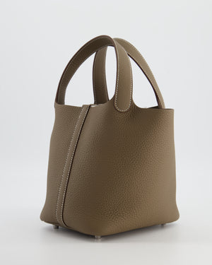 *RARE* Hermès Picotin Lock Bag 18cm in Etoupe Clemence Leather with Palladium Hardware