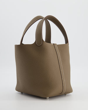 *RARE* Hermès Picotin Lock Bag 18cm in Etoupe Clemence Leather with Palladium Hardware