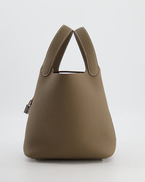 *RARE* Hermès Picotin Lock Bag 18cm in Etoupe Clemence Leather with Palladium Hardware