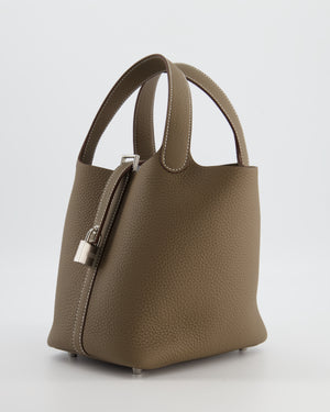 *RARE* Hermès Picotin Lock Bag 18cm in Etoupe Clemence Leather with Palladium Hardware