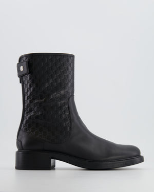 Gucci Black Leather GG Logo Boots with Zip and Back Logo Detail Size EU 36 RRP £895