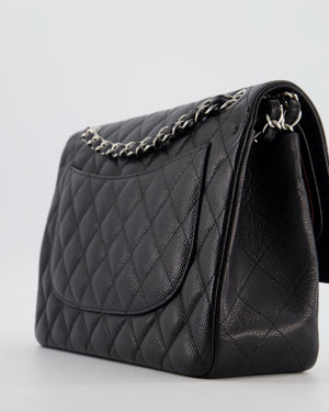 Chanel Black Jumbo Classic Double Flap Bag in Caviar Leather with Silver Hardware