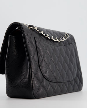 Chanel Black Jumbo Classic Double Flap Bag in Caviar Leather with Silver Hardware