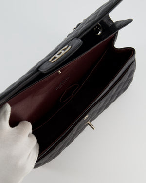 Chanel Black Jumbo Classic Double Flap Bag in Caviar Leather with Silver Hardware