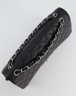 Chanel Black Jumbo Classic Double Flap Bag in Caviar Leather with Silver Hardware