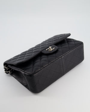 Chanel Black Jumbo Classic Double Flap Bag in Caviar Leather with Silver Hardware