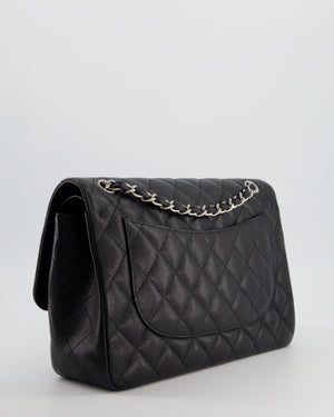 Chanel Black Jumbo Classic Double Flap Bag in Caviar Leather with Silver Hardware