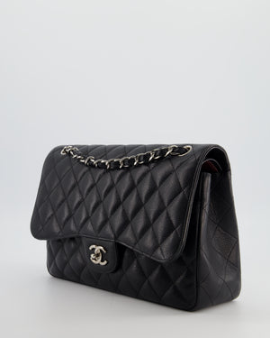 Chanel Black Jumbo Classic Double Flap Bag in Caviar Leather with Silver Hardware