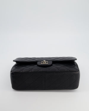 Chanel Black Jumbo Classic Double Flap Bag in Caviar Leather with Silver Hardware