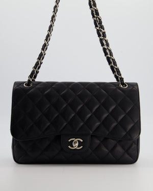 Chanel Black Jumbo Classic Double Flap Bag in Caviar Leather with Silver Hardware