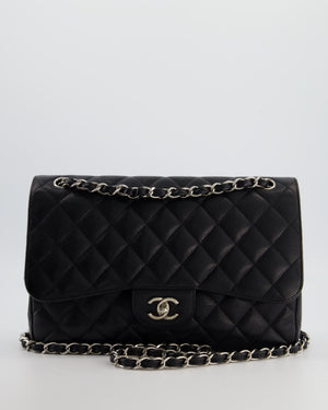 Chanel Black Jumbo Classic Double Flap Bag in Caviar Leather with Silver Hardware